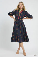 Load image into Gallery viewer, Boho Floral Embroidered Midi Dress