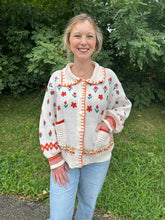 Load image into Gallery viewer, Relaxed Fit Floral Stitch Sweater