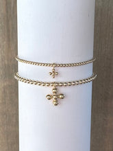 Load image into Gallery viewer, Classic Beaded Cross Charm Bracelet - Gold