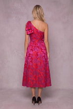 Load image into Gallery viewer, Bow Detail One Shoulder Jacquard Midi Dress