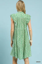 Load image into Gallery viewer, Leaf Print Tiered Mini Dress with Ruffle Sleeves