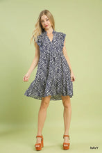 Load image into Gallery viewer, Leaf Print Tiered Mini Dress with Ruffle Sleeves