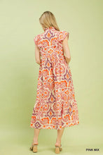 Load image into Gallery viewer, Ruffle Sleeve Ikat Midi Dress