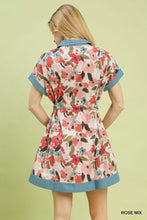 Load image into Gallery viewer, Watercolor Floral Belted Shirt Dress