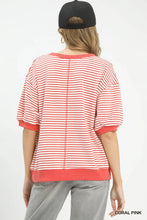 Load image into Gallery viewer, Striped Knit Short Sleeve Casual Top