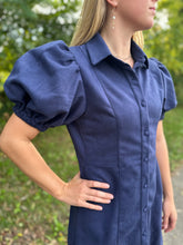 Load image into Gallery viewer, Puff Sleeve Button Up Suede Dress