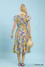 Load image into Gallery viewer, Flutter Sleeve Floral Lace Trim Midi Dress