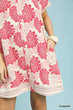 Load image into Gallery viewer, Teaberry Floral Button-Down Contrast Trim Shirt Dress