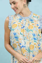 Load image into Gallery viewer, Flower Print Ruffled Neck Mini Dress