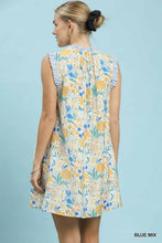 Load image into Gallery viewer, Flower Print Ruffled Neck Mini Dress