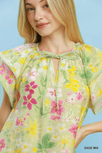 Load image into Gallery viewer, Sage Floral Print Front Tie Mini Dress