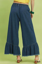 Load image into Gallery viewer, Washed Denim Wide Leg Pants with Frey Hem