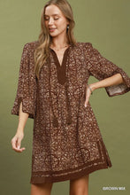 Load image into Gallery viewer, Mix Geometric Print V Neck Tassel Tie Tunic Dress