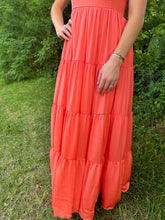 Load image into Gallery viewer, Orange Coral Tie Strap Maxi Dress