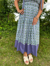 Load image into Gallery viewer, Purple Botanical Stripe Tiered Maxi Dress