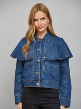 Load image into Gallery viewer, Cape Style Overlay Washed Denim Jacket