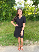 Load image into Gallery viewer, Black Short Sleeve Textured Dress