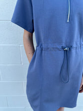 Load image into Gallery viewer, Half Zip Drawstring Waist Scuba Knit Dress