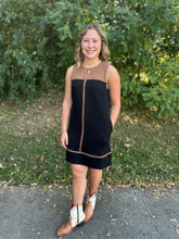 Load image into Gallery viewer, Black Sleeveless Mixed Media Dress