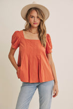 Load image into Gallery viewer, Cotton Puff Sleeve Pleated Blouse