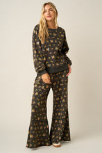 Load image into Gallery viewer, Floral Print Crew Neck and Terry Knit Pant Set