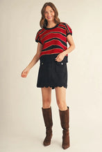 Load image into Gallery viewer, Faux Suede Black Scallop Trim Skirt