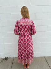 Load image into Gallery viewer, Rose Block Print Midi Dress