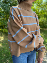 Load image into Gallery viewer, Mock Neck Striped Oversized Sweater