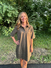Load image into Gallery viewer, Olive Suede Collared Mini Dress