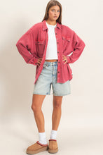 Load image into Gallery viewer, Mineral Wash Waffle Knit Button Up Shacket