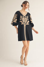 Load image into Gallery viewer, Baroque Floral Applique Shift Dress