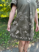 Load image into Gallery viewer, Olive Short Sleeve Embroidered Detail Dress