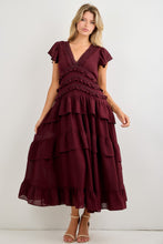 Load image into Gallery viewer, Deep V Neck Tiered Midi Dress