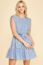 Load image into Gallery viewer, Cobalt Blue Polka Dot Tiered Mini Dress