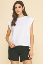 Load image into Gallery viewer, White Crew Neck Cap Sleeve Top