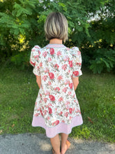 Load image into Gallery viewer, Cream Floral Pleated Puff Short Sleeve Dress