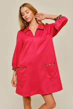 Load image into Gallery viewer, Faux Suede Dress with Leopard Trim