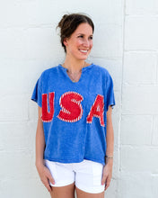 Load image into Gallery viewer, Mineral Wash USA Patched Knit Top