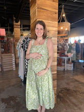 Load image into Gallery viewer, Sea Print Tie Strap Tiered Midi Dress