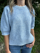 Load image into Gallery viewer, Heathered Contrast Trim Short Sleeve Knit Sweater