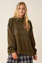 Load image into Gallery viewer, Saved by Grace Patchwork Crew Neck Sweatshirt