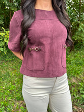 Load image into Gallery viewer, Solid Short Sleeve Top With Patch Front Pockers
