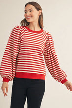 Load image into Gallery viewer, Long Puff Sleeve Stripe Top