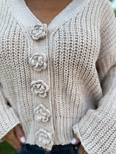 Load image into Gallery viewer, Chenille Cardigan with Flower Buttons