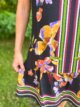 Load image into Gallery viewer, Black with Bright Floral Sleeveless Dress