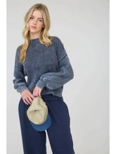 Load image into Gallery viewer, Washed Mock Neck Long Sleeve Knit Pullover Sweater