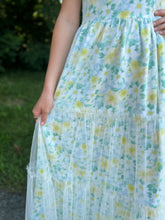 Load image into Gallery viewer, Lemon Lime Flutter Sleeved Floral Midi Dress