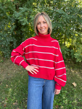 Load image into Gallery viewer, Mock Neck Striped Oversized Sweater