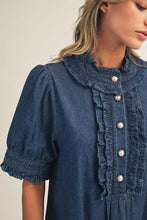 Load image into Gallery viewer, Ruffle Detail Lovely Denim Dress