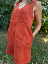 Load image into Gallery viewer, Faux Suede Sleeveless Shift Dress